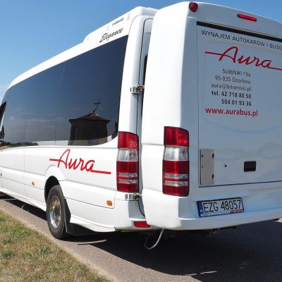 Transport Pasażerski Aura Ozorków wynajem busów i autokarów premium Mercedes Euro 6 wysoki komfort podróży